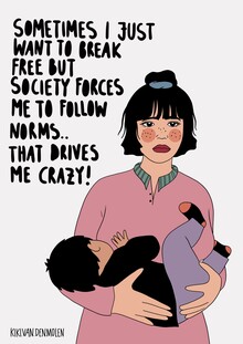 Illustration by Kiki Van Den Molen: female figure in an inspiring moment