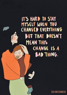 Illustration by Kiki Van Den Molen: stylish portrayal of motherhood and empowerment.