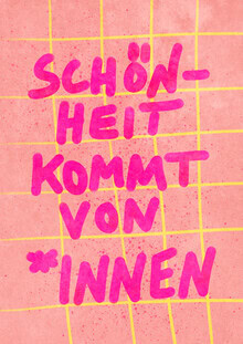 Hand lettering by Raissa Oltmanns: a message about inner beauty in soft colors