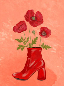 Illustration by Raissa Oltmanns: shoe with poppies in soft colors