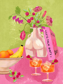 Wall art by Raissa Oltmanns: colorful still life featuring lovers and fruits