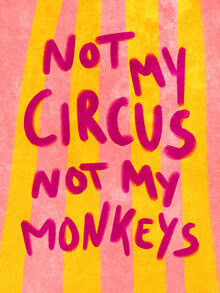 Colorful illustration featuring the saying 'Not my circus not my monkeys' in warm tones.