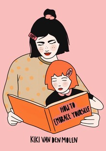 Illustration von Kiki Van Den Molen: eine sanfte Umarmung, die Selbstakzeptanz symbolisiert