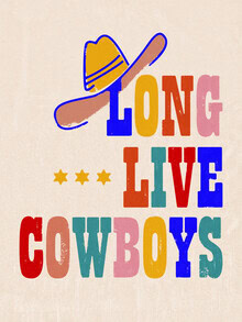 Wall art by Ania Więcław: Retro western scene featuring cowboys and handwritten typography.