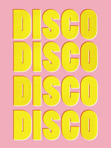 Colorful illustration featuring retro typography in pink and yellow.