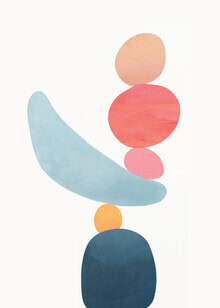 Illustration of balancing stones in soft colors with a harmonious arrangement.