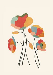 Illustration of colorful flowers in soft tones, creating a cheerful mood.