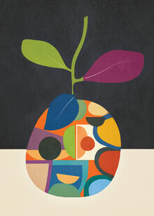 Abstrakte Illustration von Branka Kodžoman mit bunten Früchten in geometrischen Formen.