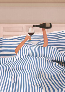Illustration von Branka Kodžoman: entspannende Morgenstimmung mit Wein und Decke