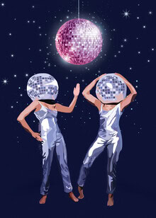 Illustration von Branka Kodžoman: Tanzende Figuren unter einem funkelnenden Sternenhimmel