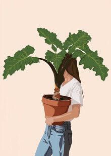 Wall art by Branka Kodžoman: illustration of a vase with soft plants.