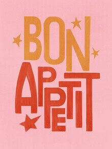 Wall art by ShowMeMars: hand-painted typography in retro style with pink and orange hues
