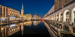 Photo art by Achim Thomae: sunset over the Alster in Hamburg