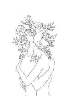 Illustration von Branka Kodžoman: eine sanfte Umarmung mit Blumenmotiven