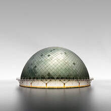 Photo art by Ronny Behnert: dome above calm water surrounded by gentle mist