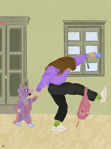 Illustration by Javiera Hernandez: humorous depiction of motherhood