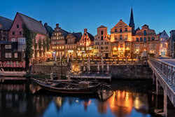Photo art by Achim Thomae: Lüneburg's old town during blue hour