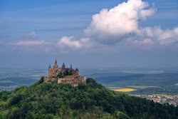 Wall art: Hohenzollern Castle in the Swabian Jura with springtime clouds