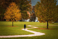 Wandbild von Heiko Gerlicher: herbstlicher Weg durch einen ruhigen Park