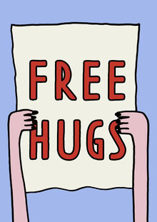 Funny illustration by Xenia Strohmeyer: colorful hugs for a cheerful mood
