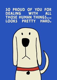 Wall art by Xenia Strohmeyer: illustration of a cute emotional support dog