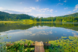 Wall art by Martin Wasilewski: picturesque jetty at Geroldsee in summer