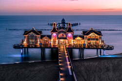 Photo art by Achim Thomae: Sellin Pier at sunrise by the sea
