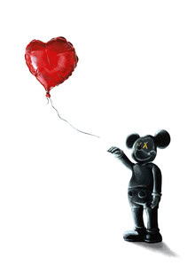 Wall art by Daniel Leo: playful illustration of a balloon and heart design
