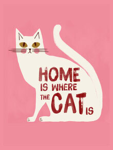 Hand-drawn pink cat: playful illustration with a soothing vibe.