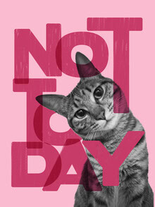 Wall art featuring a humorous tabby cat in collage style.