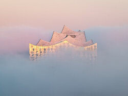 Photo art by Nils Steiner: Elbphilharmonie Hamburg in fog