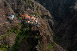 Photo art by J. Daniel Hunger: colorful capture of the mountains on Santo Antão