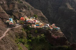 Photo art by J. Daniel Hunger: view of the mountains of Santo Antão in Cape Verde