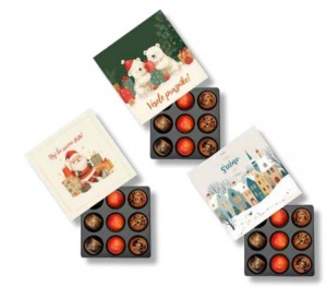 čokoladne praline 9 kos novoletni motivi