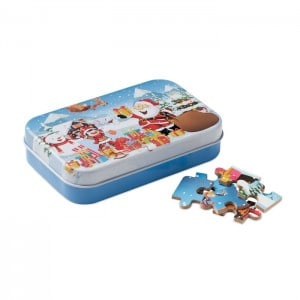 puzzle-božični motiv v kovinski škatli