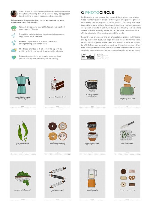Calendario da parete per cucina creativa 2025