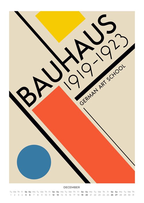 Bauhaus Style Wall Calendar 2026