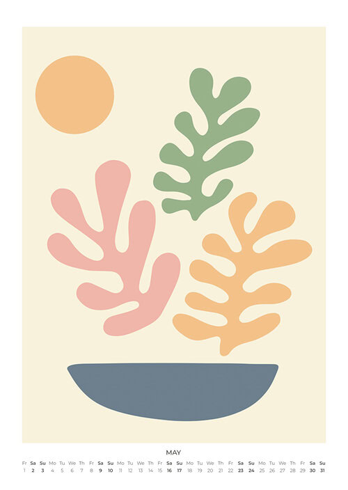 2026 Matisse Pastel Papiers Découpés Art Calendar