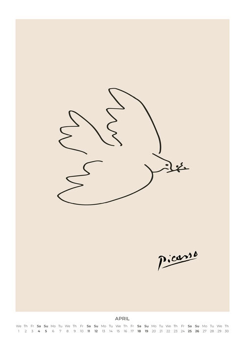 Picasso's Pastellfarbene Tiere Kalender 2026
