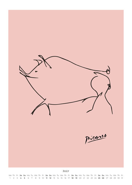 Picasso's Pastellfarbene Tiere Kalender 2026