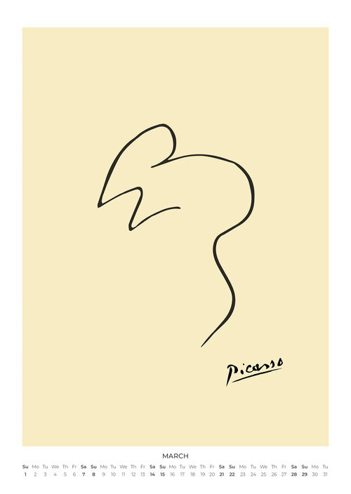 Picasso's Pastellfarbene Tiere Kalender 2026