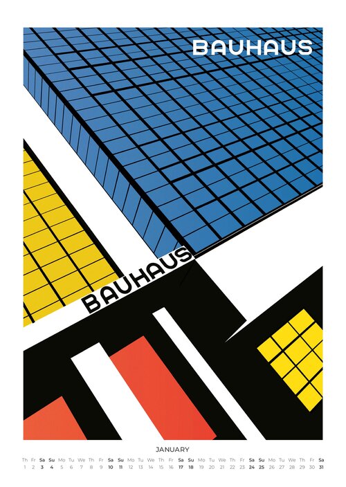 Bauhaus Style Wall Calendar 2026