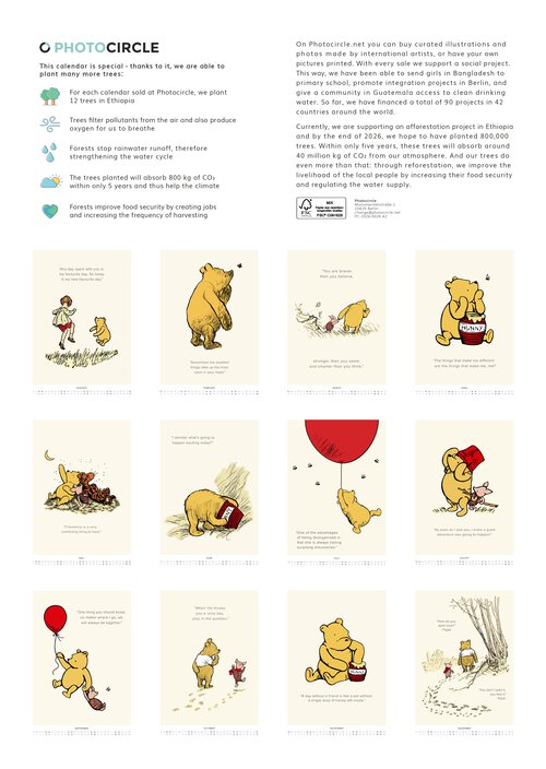 2026 Winnie the Pooh Quotes Calendar