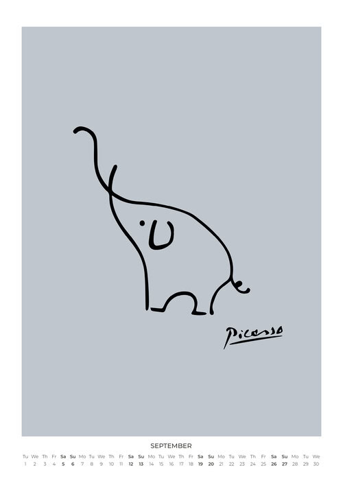 Picasso's Pastellfarbene Tiere Kalender 2026