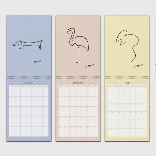 Picasso's Pastellfarbene Tiere Klappkalender 2026