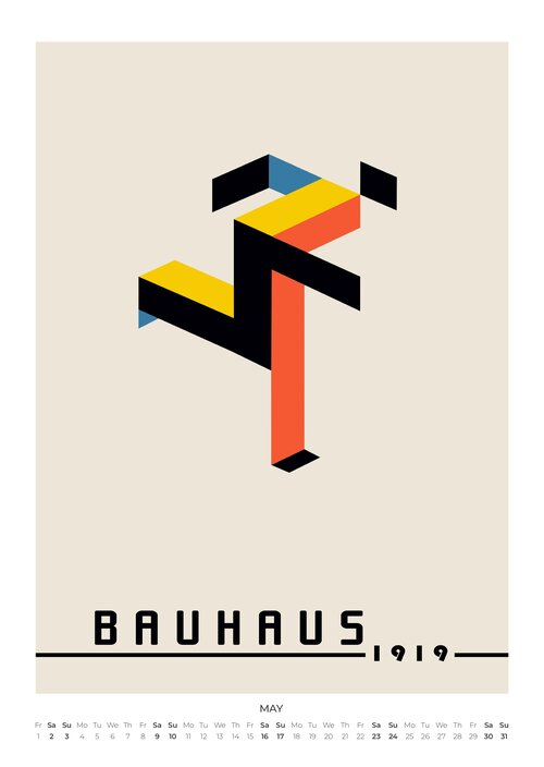 Bauhaus Style Wall Calendar 2026