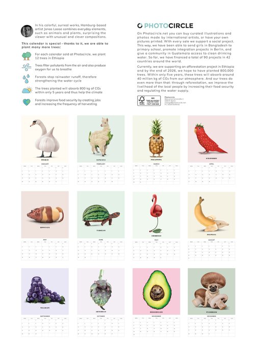2026 Foodimals Squares Planner & Calendar