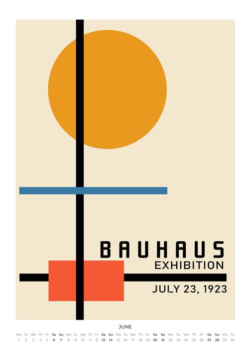 Bauhaus Style Wall Calendar 2026