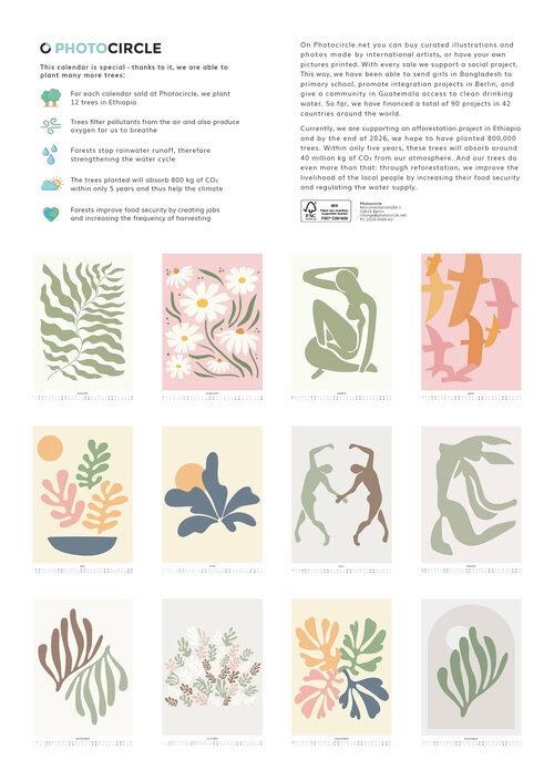 2026 Matisse Pastel Papiers Découpés Art Calendar