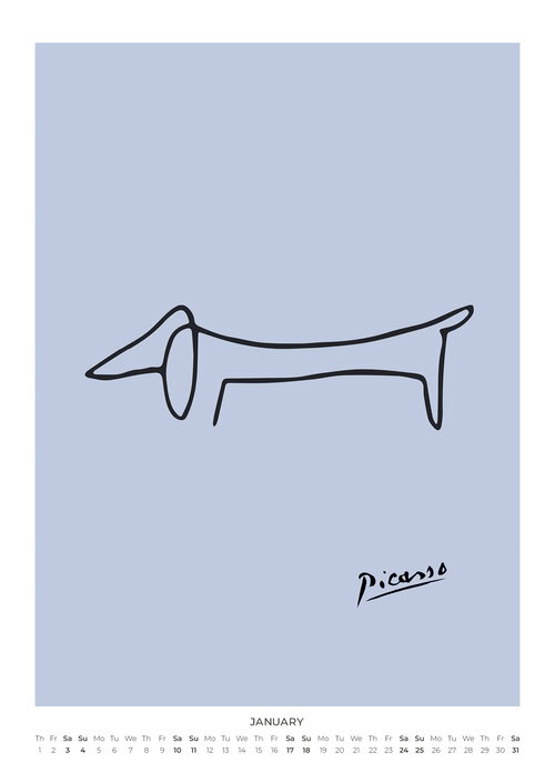 Picasso's Pastellfarbene Tiere Kalender 2026